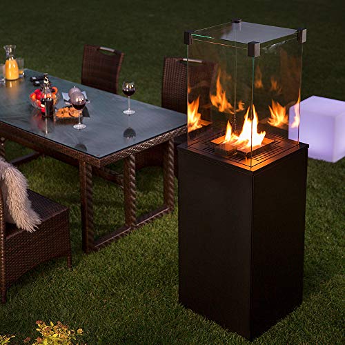 KRATKI - Chimenea de gas PATIO MINI (138 x 427 mm) Chimenea exterior de acero con mando a distancia - Estufa de gas ideal para terrazas, jardines, como lámpara de calor y chimenea de jardín, Negro