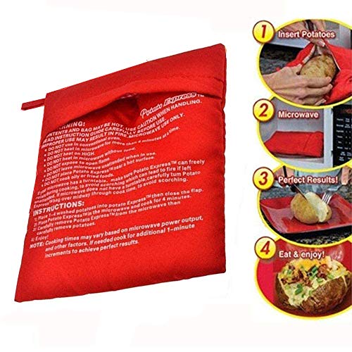 KRIS Bolsa para Patatas Microondas,Bolsa Patatas Guardar,Bolsa Patatas Microondas,Bolsas de Horno para Asar,Bolsa para Patatas Fritas,Patatas Microondas(4 pcs)