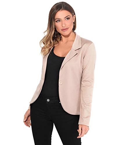 KRISP Chaqueta Mujer Vestir Casual Elegante Básica Blazer Talla Grande Traje Manga Larga Joven, (Piedra (3558), 44 EU (16 UK)), 3558-STN-16