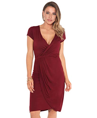 KRISP Vestido Moda Mujer Fruncido, Granate (6678), 38, 6678-WIN-10