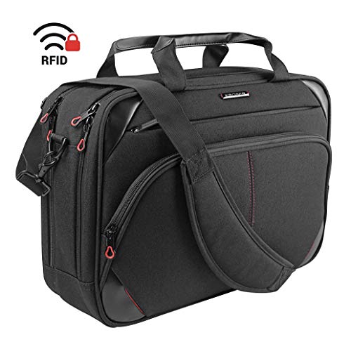 KROSER Bandolera para Portátil 15,6" Maletín Bolso de Mensajero Hidrófugo Caja de Ordenador Maletín Durable Funda para Tableta con Bolsillos RFID para Negocios/Universidad/Mujeres/Hombres