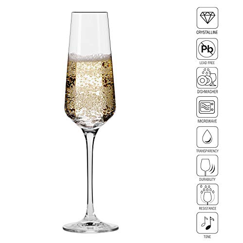 Krosno Copas Flauta Boda Cava de Champán | Conjunto 12 Piezas | 180 ML | Avant-Garde Collection Uso en Casa, Restaurante y en Fiestas | Apto para Microondas y Lavavajillas