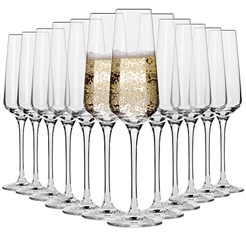 Krosno Copas Flauta Boda Cava de Champán | Conjunto 12 Piezas | 180 ML | Avant-Garde Collection Uso en Casa, Restaurante y en Fiestas | Apto para Microondas y Lavavajillas