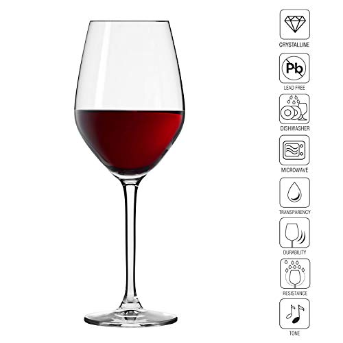 Krosno Pequeño Copas de Vino Tinto | Conjunto de 6 Piezas | 300 ML | Splendour Collection Uso en Casa, Restaurante y en Fiestas | para Microondas y Lavavajillas