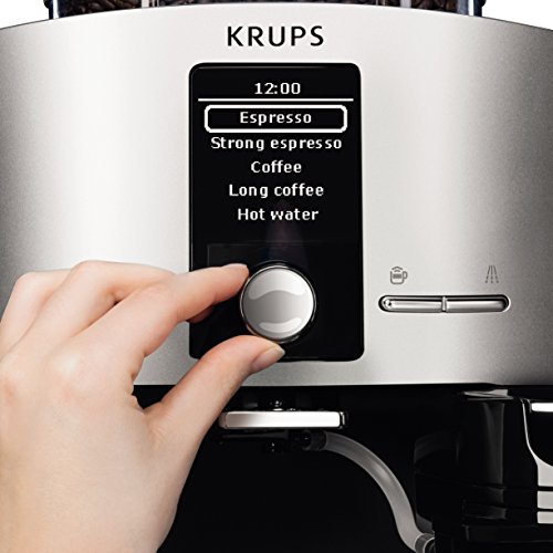 Krups Espresseria Quattro Force EA82FB - Cafetera Superautomática 15 Bares, Pantalla LCD, Programas de Leche y Personalización Bebidas, Molinillo Metálico Profesional, Modo Limpieza, Jarra Leche