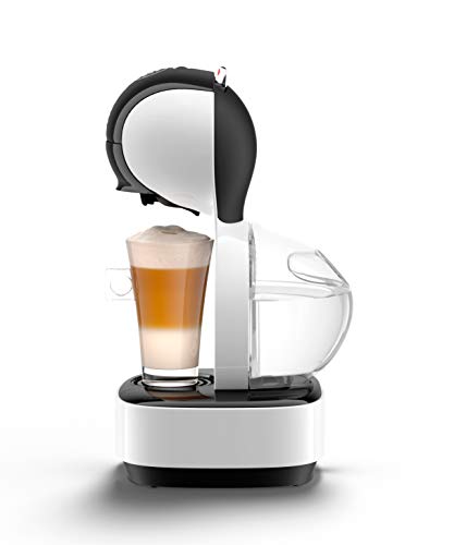 Krups Lumio KP1301- Cafetera de cápsulas automática Dolce Gusto Nestlé de 15 bares de presión, depósito de 1 L para bebidas calientes y frías, 1600 W, color blanco