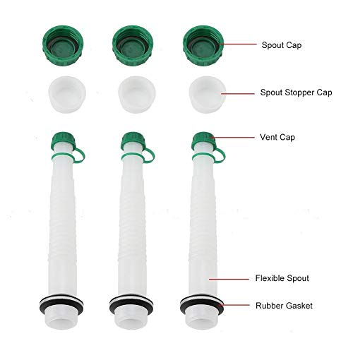 KSTE Gas Canalón 3 Juegos de Intercambio de Gases de Can Cap Kit Boquilla de Combustible, Herramienta de repostar Jardín Maquinaria Industrial (1L y 5L)