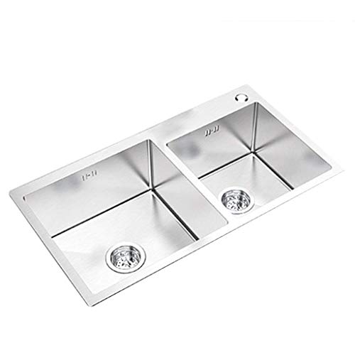 KTDT Fregaderos de Cocina Fregadero Rectangular de Gran tamaño Fregadero de Acero Inoxidable Cepillo Fregadero Lavaplatos para el hogar Piscina (Color: Plata, Tamaño: 88x49x22cm)