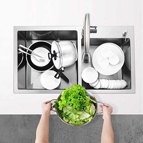 KTDT Fregaderos de Cocina Fregadero Rectangular de Gran tamaño Fregadero de Acero Inoxidable Cepillo Fregadero Lavaplatos para el hogar Piscina (Color: Plata, Tamaño: 88x49x22cm)