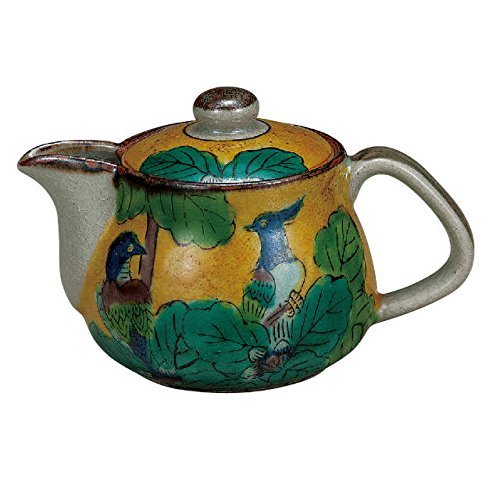 kutani Japonés de Cerámica de Porcelana Ware. Japonés kyusu Tetera. Amarillo y gree. Japonés de cerámica Hagiyakiya K4-575