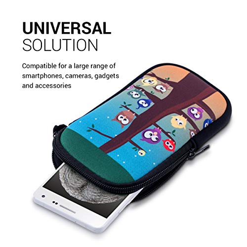 kwmobile Funda Universal para móvil de M - 5,5" - Estuche de Neopreno con Cierre - Carcasa búho árbol