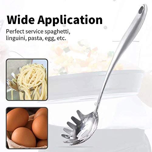 Kylewo Cuchara de Espagueti, Cuchara de Pasta de Acero Inoxidable 304 Servidor de Espagueti Cucharón de Pasta, Cuchara de Pasta con Acabado Superficial Premium en un Aspecto Satinado