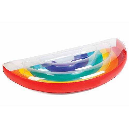 Kyman Inflable del Arco Iris Flotante Drenaje Cama Flotante Cama de Aire Transparente de Colores Silla de salón de la Cama Flotante Adulto Agua Ocio Refrescante