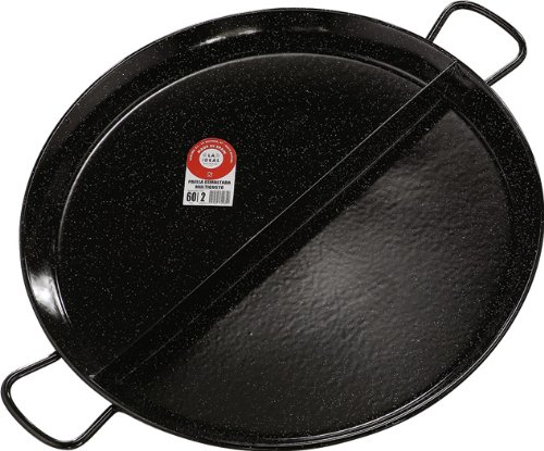 La Ideal "Multigusto Esmaltada 2 Compartimento Paella Pan, Negro, 42 cm, 6 Unidades