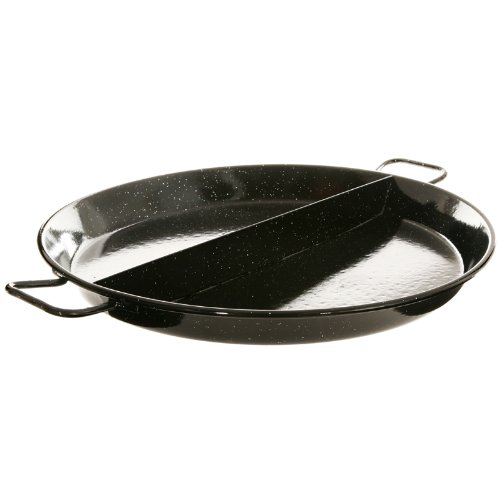 La Ideal "Multigusto Esmaltada 2 Compartimento Paella Pan, Negro, 50 cm, Pack de 4