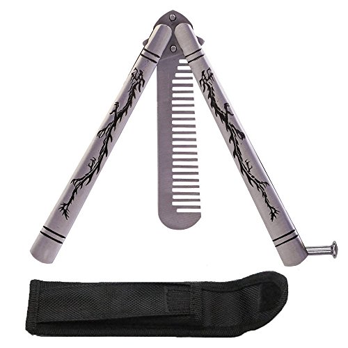 La práctica de la mariposa de acero inoxidable plegable cuchillo Trainer Peine Forma Formación cuchillo de la herramienta Kit de Dragón tallar