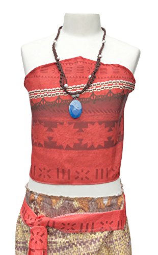 La Señorita Vaiana Moana Vestido Disfraz para niña + Collar Vaiana Gratuito (3-4 años - 110)