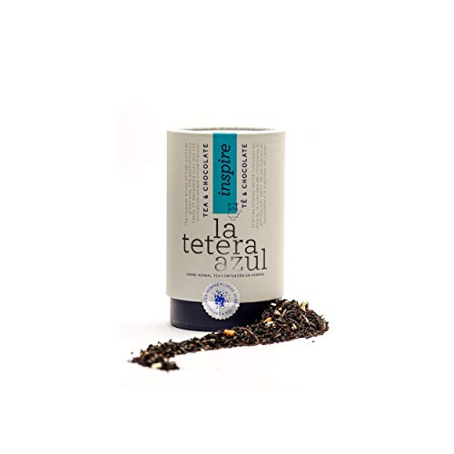 LA TETERA AZUL Té Negro Premium Con Cacao, Coco Y Nuez De Macadamia. Té & Chocolate. Bote A Granel De 115 Gramos Para 38 Infusiones.