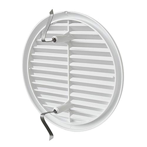 La Ventilazione TU160B - Rejilla de ventilación redonda universal de plástico con muelles, color blanco, diámetro 175 mm