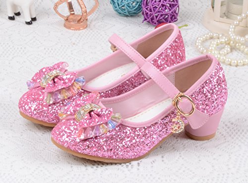 La Vogue Zapatos Zapatilla con Lentejuela Para Niña Princesa Fiesta Rosa 26/Longitud Interior 17.5CM