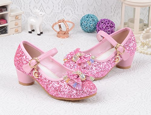 La Vogue Zapatos Zapatilla con Lentejuela Para Niña Princesa Fiesta Rosa 26/Longitud Interior 17.5CM