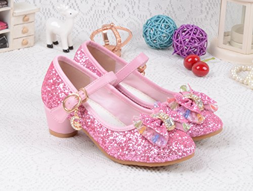 La Vogue Zapatos Zapatilla con Lentejuela Para Niña Princesa Fiesta Rosa 26/Longitud Interior 17.5CM