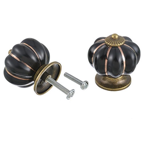 Lacyan 10 Pomos de Cerámica Calabaza Pomo de Cerámica para Cajones y Armarios negro