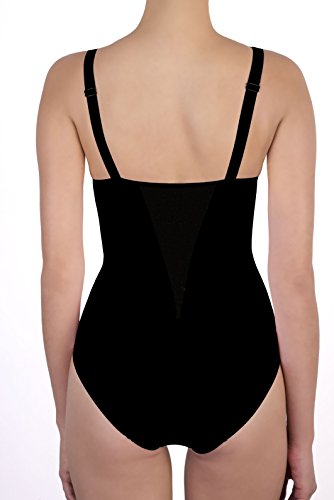 Lady Bella P6738 Body Reductor para Mujer en Copas D - Faja Moldeadora sin Aros, preformada, no Acolchada y sin Costuras - Body Interior de Doble Tela para un Vientre Plano (Negro, 105D)