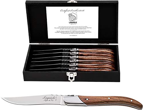 Laguiole Style de Vie Luxury Line - Juego de cuchillos para carne (6 piezas), color rosa