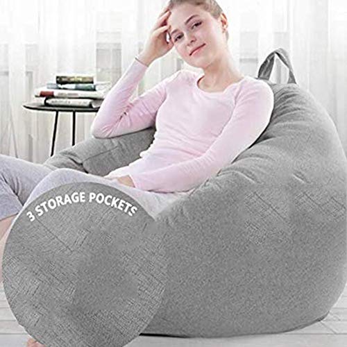 LAHappy Bean Bag Bazaar Puff Pera Moldeable - 60X70 Cm- Color Gris. Tejido PVC Alta Resistencia - Doble Repunte - (Incluye Relleno Bolas Poliestireno)