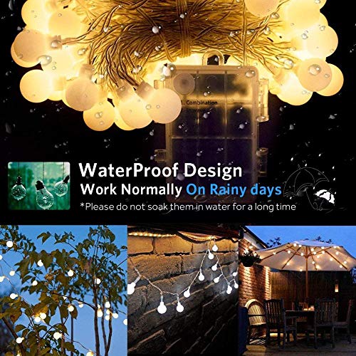 Lámpara de Cuento de Hadas para Exteriores con Pilas de Halloween String Light 8 Modos a Prueba de Agua, con Control Remoto, se Puede Utilizar para decoración de Interiores y Exteriores-Blanco cálido