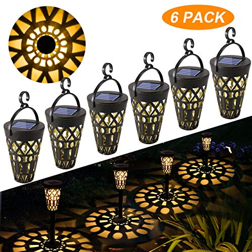 Lámpara Solare para Jardín GolWof 6 Piezas Luz Solar Exterior Impermeable Luces Solar Exterior Luces Exterior Iluminación Decorativa para Terraza Césped Patio Festival Navidad - Luz Blanca Cálida