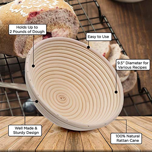 LAMPTOP 24 piezas Banneton Bread Proofing Basket Set - 9 pulgadas y 6.5 pulgadas - para hornear masa madre artesanal