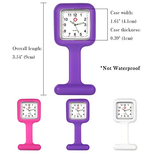 Lancardo Reloj Enfermera con Cubierta Silicona Cuadrada Reloj de Bolsillo Médico de Movimiento Cuarzo NO Impermeable Reloj con Dial de Báscula Digital Morado