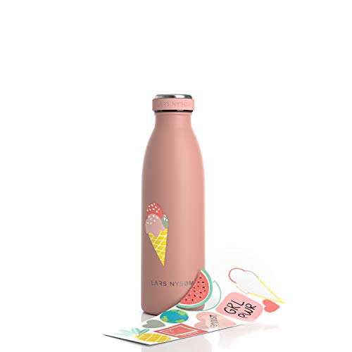 Lars NYSØM Botella de Acero Inoxidable de 750ml| Botella aislada 0.75l sin BPA | Botella de Agua a Prueba de Fugas para Deportes, Bicicleta, Perro, bebé, niños