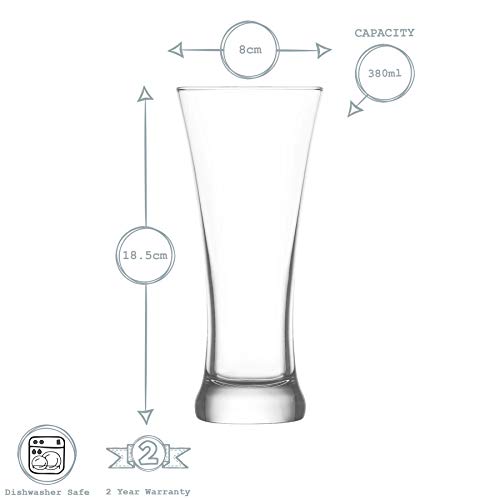 Lav Sorgun - Vaso para Cerveza Pilsner - 380 ml - Pack de 6
