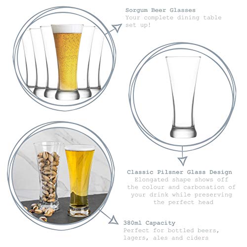 Lav Sorgun - Vaso para Cerveza Pilsner - 380 ml - Pack de 6