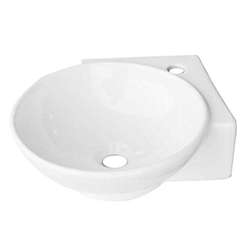 Lavabo de esquina de cerámica Linpha, modelo LN300, de 36 x 36 cm, color blanco