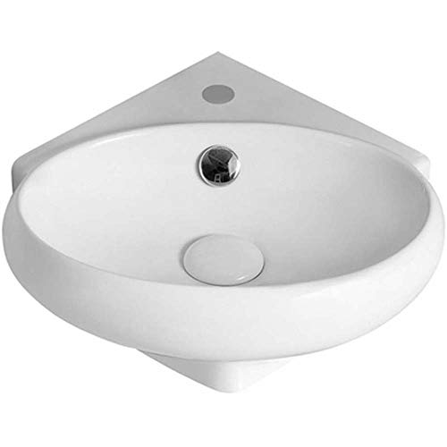 Lavabo de esquina modelo LN57 Sanitarios cerámica Linpha 38 x 36 fregadero blanco