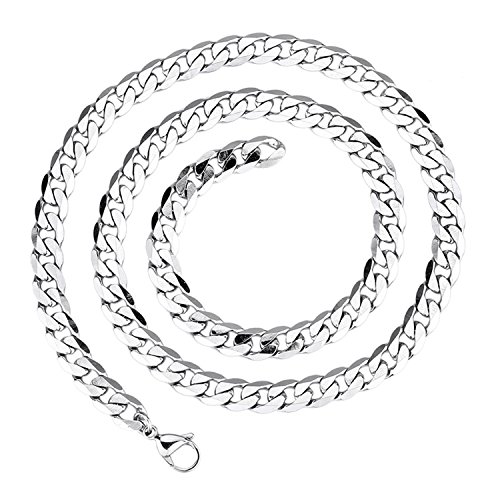 LDUDU® Collar hombre cadena acero inoxidable Largo eslabones de la cadena, acero inoxidable, color plata 55cm