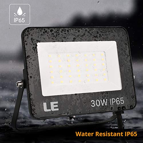 LE Foco LED de 30W, 3000 lúmenes, IP65 resistente al agua, Foco LED Exterior, Blanco Frío 5000 K, Ángulo de haz 120°, Foco Proyector LED para Jardín, Garaje, Hotel, Patio, etc.