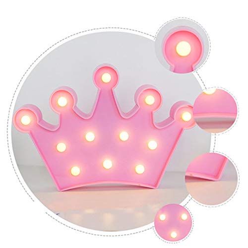 LED Corona Luz de Noche Niño Mesita de Noche Decoracion Para Regalo de Los Niños Decoración del Hogar (Rosa)