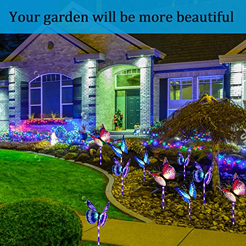 LED Luces Solar exterior Mariposa Impermeables Luz,MMTX 3 Piezas jardín Luces de juego solar cambio de color Fibra óptica Mariposas al aire libre decoraciones de fiesta para césped patio camino