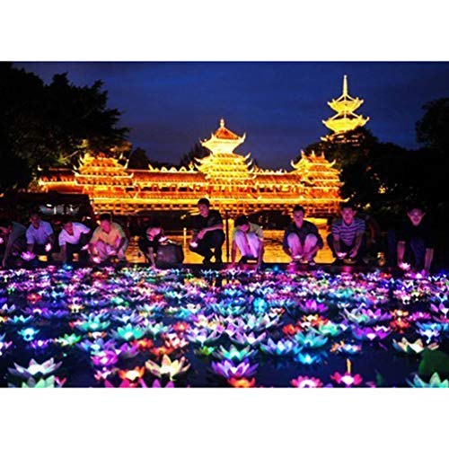 LEDMOMO 5 unids Lámpara de Loto Flotante Deseando Lily Candle Lotus Tealight Artificial Vela Flor Linternas Piscina Luz para Festival