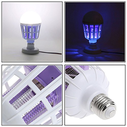 LEDMOMO E27 Bug eléctrico Zapper Indoor Mosquito Killer Bulbs Cobertura de luz UV Cobertura de insectos Fly Zapper para Home Kitchen Indoor Restaurant 15W