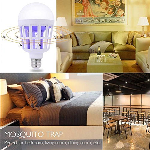 LEDMOMO E27 Bug eléctrico Zapper Indoor Mosquito Killer Bulbs Cobertura de luz UV Cobertura de insectos Fly Zapper para Home Kitchen Indoor Restaurant 15W