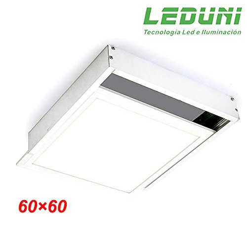 LEDUNI Kit Marco de superficie de Panel 60×60 Blanco Marco Panel LED Empotrable Kit de Superficie Panel 60X60 Marco de Montaje Superficie Borde Blanco