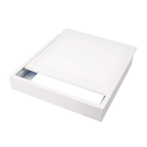 LEDUNI Kit Marco de superficie de Panel 60×60 Blanco Marco Panel LED Empotrable Kit de Superficie Panel 60X60 Marco de Montaje Superficie Borde Blanco