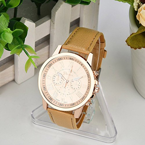 Leedy - Reloj de pulsera analógico para mujer con mecanismo de cuarzo y correa de piel, ultrafino b Talla única