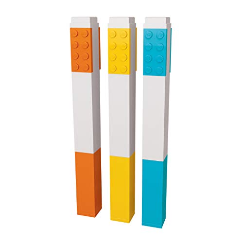 Lego 3 Pack Highlighters; Orange, Yellow, Azur